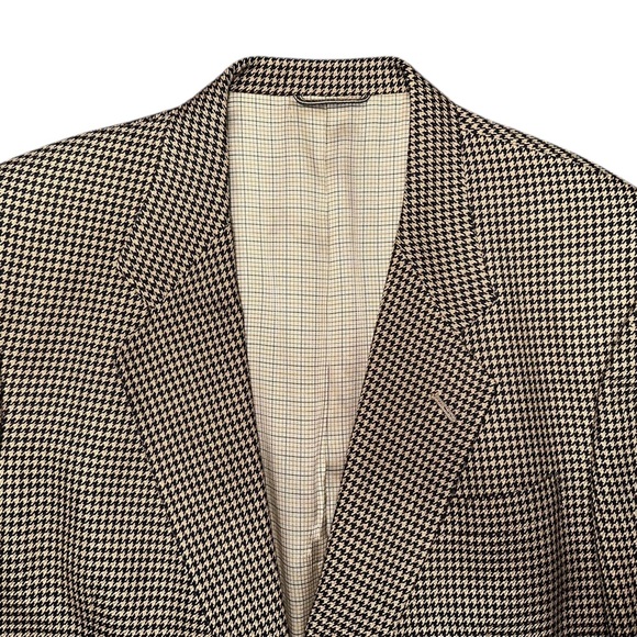 VTG Christian Dior Le Connaisseur Men’s Beige Houndstooth Blazer Sport Coat 44L - Picture 3 of 15